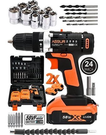 Assur 58 Vf 12 V 5 Ah Darbeli Çift Akülü Vidalama Makinesi