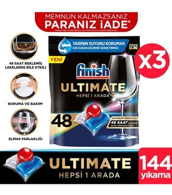 Finish Quantum Ultimate Hepsi 1 Arada Tablet Bulaşık Makinesi Deterjanı 3x48 Adet