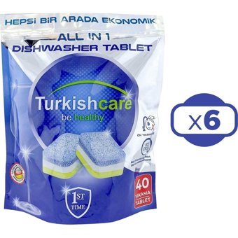 Turkishcare Premium Hepsi 1 Arada Tablet Bulaşık Makinesi Deterjanı 6x40 Adet