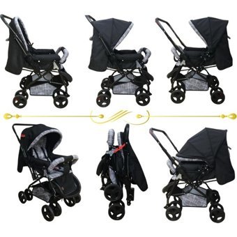 Jusso Dido Comfort Line Çift Yönlü Katlanabilir 360 Derece Dönen Tam Yatar Travel Sistem Bebek Arabası Siyah