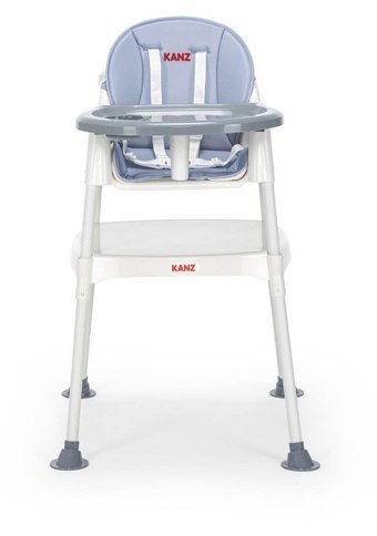 Kanz Yummy Alüminyum - Plastik 3 Noktalı Emniyet Kemeri 15 kg Kapasiteli Tekerleksiz Tepsili Oturaklı Yükselticili Katlanır Portatif Mama Sandelyesi Gri
