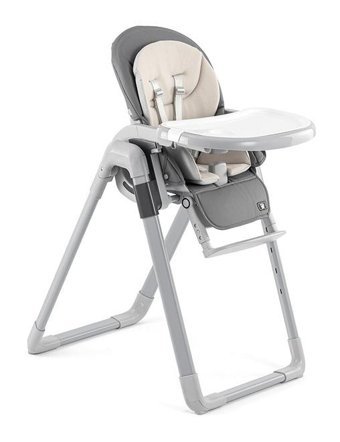 Baby Plus Master Cook Alüminyum - Plastik 5 Noktalı Emniyet Kemeri 15 kg Kapasiteli Tekerleksiz Tepsili Oturaklı Yükselticili Katlanır Portatif Mama Sandelyesi Gri
