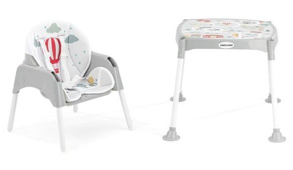 Wellgro RoadMap Alüminyum - Plastik 5 Noktalı Emniyet Kemeri 20 kg Kapasiteli Tekerleksiz Tepsili Oturaklı Katlanır Portatif Mama Sandelyesi Gri