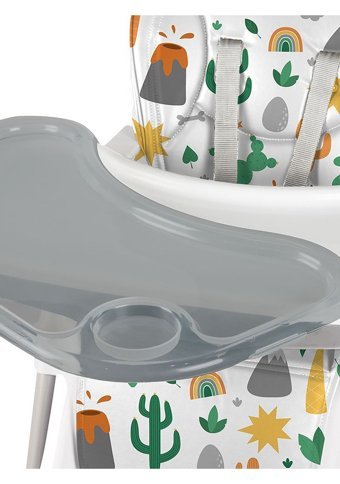 Dolu 7154 Plastik 5 Noktalı Emniyet Kemeri 18 kg Kapasiteli Tekerlekli Tepsili Oturaklı Katlanır Portatif Mama Sandelyesi Gri