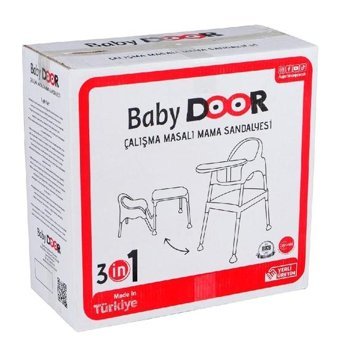 Babydoor 3104 Alüminyum - Plastik 5 Noktalı Emniyet Kemeri 18 kg Kapasiteli Tekerleksiz Tepsili Oturaklı Portatif Mama Sandelyesi Beyaz