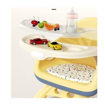 Yystore Alüminyum - Plastik 15 kg Kapasiteli Tekerleksiz Sandalye Üstü Tepsili Oturaklı Katlanır Portatif Mama Sandelyesi Sarı