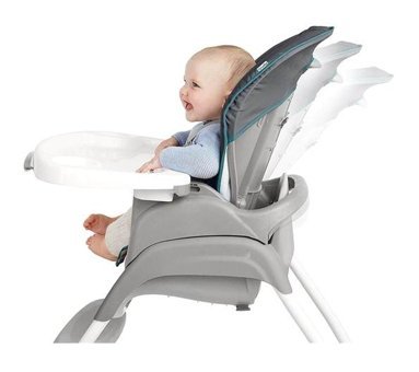 Ingenuity Trio Alüminyum - Plastik 5 Noktalı Emniyet Kemeri 20 kg Kapasiteli Tekerlekli Tepsili Oturaklı Portatif Mama Sandelyesi Gri