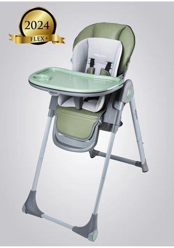 Baby Care Bc-511 Alüminyum - Plastik 5 Noktalı Emniyet Kemeri 15 kg Kapasiteli Tekerleksiz Tepsili Oturaklı Yükselticili Katlanır Portatif Mama Sandelyesi Yeşil