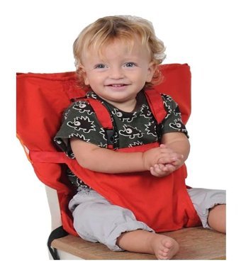 Revu Baby Kumaş 2 Noktalı Emniyet Kemeri 15 kg Kapasiteli Tekerleksiz Sandalye Üstü Oturaklı Katlanır Portatif Mama Sandelyesi Kırmızı