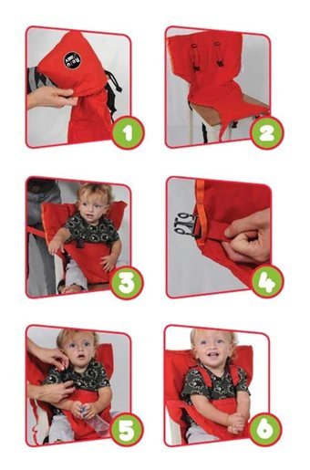 Revu Baby Kumaş 2 Noktalı Emniyet Kemeri 15 kg Kapasiteli Tekerleksiz Sandalye Üstü Oturaklı Katlanır Portatif Mama Sandelyesi Kırmızı