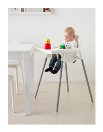 Ikea Antilop Plastik 3 Noktalı Emniyet Kemeri 15 kg Kapasiteli Tekerleksiz Tepsili Oturaklı Katlanır Mama Sandelyesi Beyaz