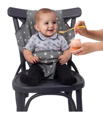 Sevi Bebe Art-152 Pamuk 15 kg Kapasiteli Tekerleksiz Sandalye Üstü Katlanır Portatif Mama Sandelyesi Gri
