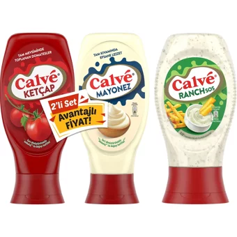 Calve Acısız Ketçap 600 gr + Mayonez 540 gr + Ranch Sos 245 gr