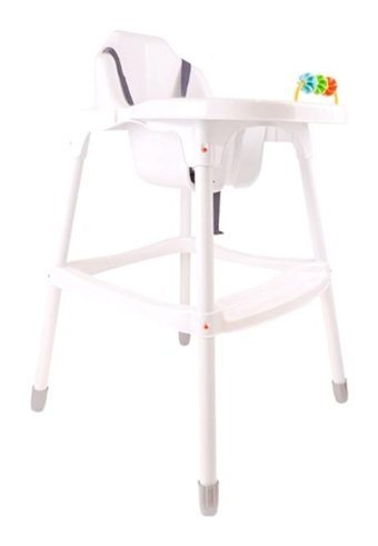 Mgs Smartland Alüminyum - Plastik 3 Noktalı Emniyet Kemeri 25 kg Kapasiteli Tekerleksiz Tepsili Oturaklı Oyuncaklı Katlanır Portatif Mama Sandelyesi Beyaz