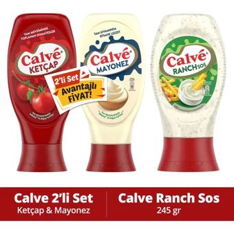 Calve Acısız Ketçap 600 gr + Mayonez 540 gr + Ranch Sos 245 gr