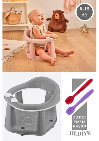 Silicolife Flosoft Plastik 13 kg Kapasiteli Tekerleksiz Sandalye Üstü Oturaklı Portatif Mama Sandelyesi Gri