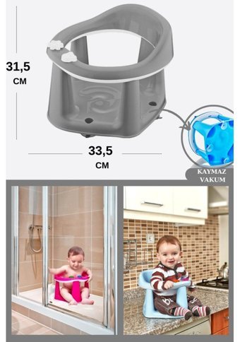Silicolife Flosoft Plastik 13 kg Kapasiteli Tekerleksiz Sandalye Üstü Oturaklı Portatif Mama Sandelyesi Gri