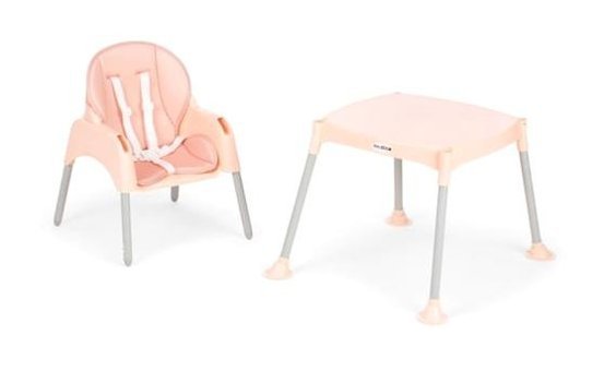 Babydoor Alüminyum - Plastik 18 kg Kapasiteli Tekerleksiz Sandalye Üstü Tepsili Oturaklı Portatif Mama Sandelyesi Somon