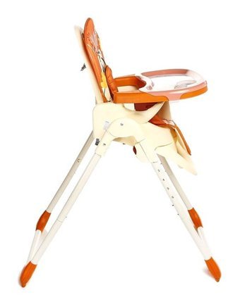 Baby Plus Sweet Alüminyum - Plastik 5 Noktalı Emniyet Kemeri 15 kg Kapasiteli Tekerleksiz Tepsili Oturaklı Yükselticili Katlanır Portatif Mama Sandelyesi Turuncu