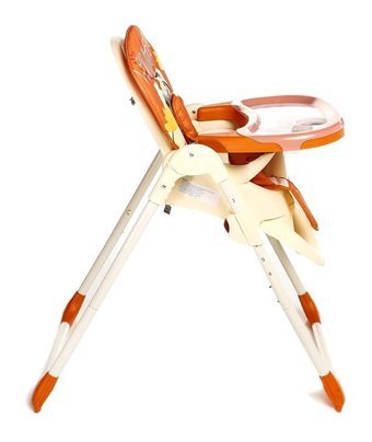 Baby Plus Sweet Alüminyum - Plastik 5 Noktalı Emniyet Kemeri 15 kg Kapasiteli Tekerleksiz Tepsili Oturaklı Yükselticili Katlanır Portatif Mama Sandelyesi Turuncu