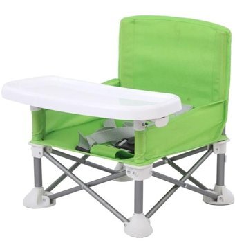 Happyplanet Kku-oi Alüminyum - Plastik 5 Noktalı Emniyet Kemeri 15 kg Kapasiteli Tekerleksiz Sandalye Üstü Tepsili Oturaklı Katlanır Portatif Mama Sandelyesi Yeşil