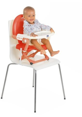 Chicco Pocket Snack Metal 3 Noktalı Emniyet Kemeri 15 kg Kapasiteli Tekerleksiz Sandalye Üstü Tepsili Oturaklı Yükselticili Katlanır Portatif Mama Sandelyesi Kırmızı