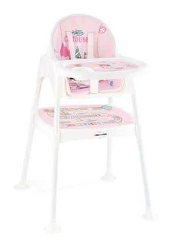 Wellgro Carousel Alüminyum - Plastik 5 Noktalı Emniyet Kemeri 20 kg Kapasiteli Tekerleksiz Tepsili Oturaklı Portatif Mama Sandelyesi Pembe
