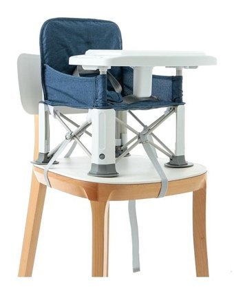 Baby Plus Picnic Alüminyum - Plastik 3 Noktalı Emniyet Kemeri 15 kg Kapasiteli Tekerleksiz Sandalye Üstü Tepsili Oturaklı Yükselticili Portatif Mama Sandelyesi Çok Renkli