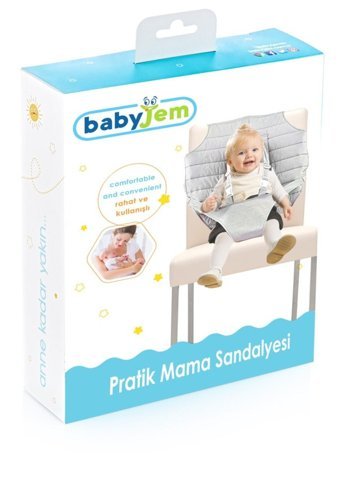Babyjem 553 Kumaş 5 Noktalı Emniyet Kemeri 20 kg Kapasiteli Tekerleksiz Masaya Takılan Sandalye Üstü Katlanır Portatif Mama Sandelyesi Gri