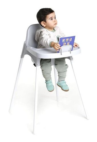 Baby Plus Star Plastik 3 Noktalı Emniyet Kemeri 20 kg Kapasiteli Tekerleksiz Tepsili Oturaklı Mama Sandelyesi Gri