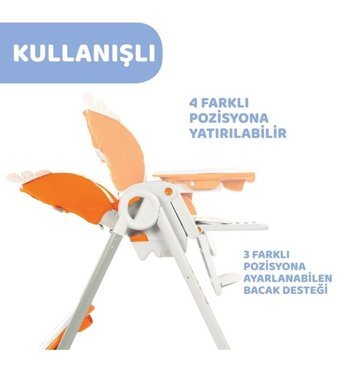Chicco Polly Alüminyum - Plastik 5 Noktalı Emniyet Kemeri 15 kg Kapasiteli Tekerlekli Tepsili Oturaklı Yükselticili Katlanır Portatif Mama Sandelyesi Sarı