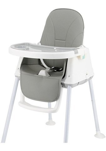 Happyplanet Kkx-oi Alüminyum - Plastik 3 Noktalı Emniyet Kemeri 15 kg Kapasiteli Tekerleksiz Tepsili Oturaklı Yükselticili Katlanır Portatif Mama Sandelyesi Gri