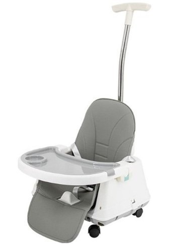 Happyplanet Kkx-oi Alüminyum - Plastik 3 Noktalı Emniyet Kemeri 15 kg Kapasiteli Tekerleksiz Tepsili Oturaklı Yükselticili Katlanır Portatif Mama Sandelyesi Gri