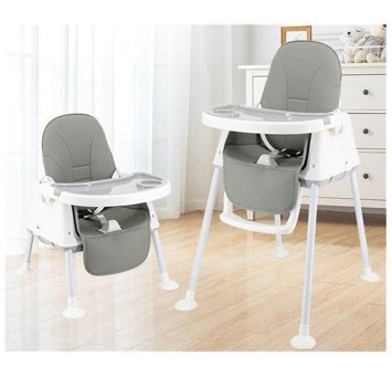 Happyplanet Kkx-oi Alüminyum - Plastik 3 Noktalı Emniyet Kemeri 15 kg Kapasiteli Tekerleksiz Tepsili Oturaklı Yükselticili Katlanır Portatif Mama Sandelyesi Gri