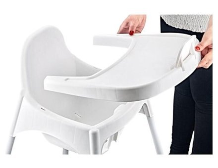 Tois Pier Plastik 2 Noktalı Emniyet Kemeri 25 kg Kapasiteli Tekerleksiz Tepsili Oturaklı Katlanır Mama Sandelyesi Beyaz