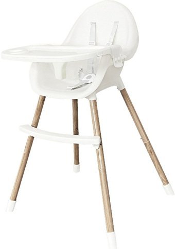 Happyplanet Kk-oi Alüminyum - Plastik 5 Noktalı Emniyet Kemeri 15 kg Kapasiteli Tekerleksiz Tepsili Oturaklı Yükselticili Katlanır Portatif Mama Sandelyesi Beyaz
