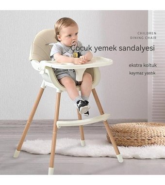Happyplanet Kk-oi Alüminyum - Plastik 5 Noktalı Emniyet Kemeri 15 kg Kapasiteli Tekerleksiz Tepsili Oturaklı Yükselticili Katlanır Portatif Mama Sandelyesi Beyaz