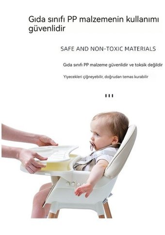 Happyplanet Kk-oi Alüminyum - Plastik 5 Noktalı Emniyet Kemeri 15 kg Kapasiteli Tekerleksiz Tepsili Oturaklı Yükselticili Katlanır Portatif Mama Sandelyesi Beyaz