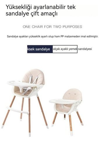 Happyplanet Kk-oi Alüminyum - Plastik 5 Noktalı Emniyet Kemeri 15 kg Kapasiteli Tekerleksiz Tepsili Oturaklı Yükselticili Katlanır Portatif Mama Sandelyesi Beyaz