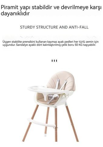 Happyplanet Kk-oi Alüminyum - Plastik 5 Noktalı Emniyet Kemeri 15 kg Kapasiteli Tekerleksiz Tepsili Oturaklı Yükselticili Katlanır Portatif Mama Sandelyesi Beyaz