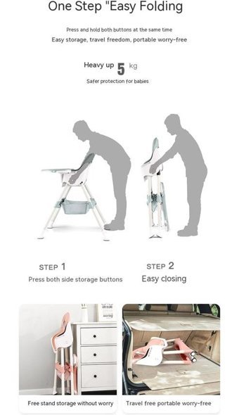 Happyplanet Kkz-oi Alüminyum - Plastik 5 Noktalı Emniyet Kemeri 15 kg Kapasiteli Tekerleksiz Tepsili Oturaklı Yükselticili Katlanır Portatif Mama Sandelyesi Mavi