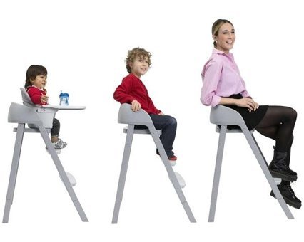 Chicco Crescendo Alüminyum - Plastik 5 Noktalı Emniyet Kemeri 15 kg Kapasiteli Tekerleksiz Tepsili Oturaklı Yükselticili Katlanır Portatif Mama Sandelyesi Gri