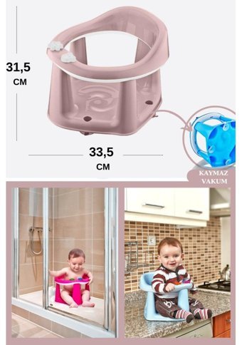 Silicolife Flosoft Plastik 13 kg Kapasiteli Tekerleksiz Sandalye Üstü Oturaklı Portatif Mama Sandelyesi Pembe
