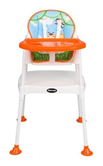 Maxi Taxi Feeding Alüminyum - Plastik 5 Noktalı Emniyet Kemeri 20 kg Kapasiteli Tekerleksiz Tepsili Oturaklı Portatif Mama Sandelyesi Turuncu