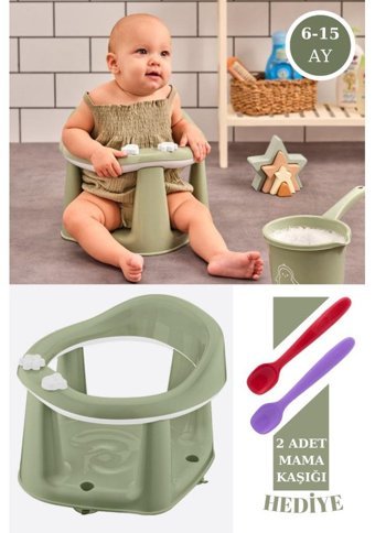 Silicolife Flosoft Plastik 13 kg Kapasiteli Tekerleksiz Sandalye Üstü Oturaklı Portatif Mama Sandelyesi Yeşil