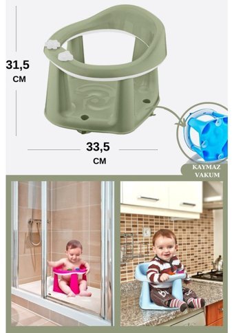 Silicolife Flosoft Plastik 13 kg Kapasiteli Tekerleksiz Sandalye Üstü Oturaklı Portatif Mama Sandelyesi Yeşil