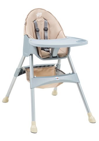 Baby2Go Hamburg Alüminyum - Plastik 5 Noktalı Emniyet Kemeri 20 kg Kapasiteli Tekerleksiz Tepsili Oturaklı Katlanır Portatif Mama Sandelyesi Kahverengi