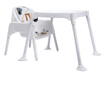 Baby Plus Happy Alüminyum - Plastik 3 Noktalı Emniyet Kemeri 15 kg Kapasiteli Tekerleksiz Tepsili Oturaklı Katlanır Portatif Mama Sandelyesi Beyaz