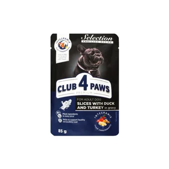 Club4Paws Premium Hindi ve Ördek Aromalı Jöleli Yetişkin Köpek Maması 85 gr Tekli