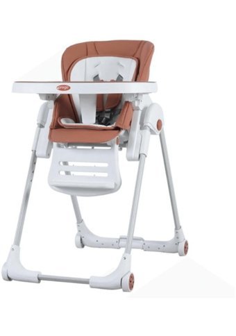 Prego Lucca Alüminyum 5 Noktalı Emniyet Kemeri 15 kg Kapasiteli Tekerlekli Tepsili Oturaklı Yükselticili Katlanır Portatif Mama Sandelyesi Kiremit